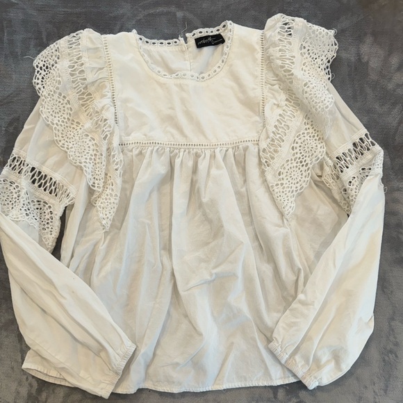 White cotton ruffle and crochet blouse - Picture 4 of 7
